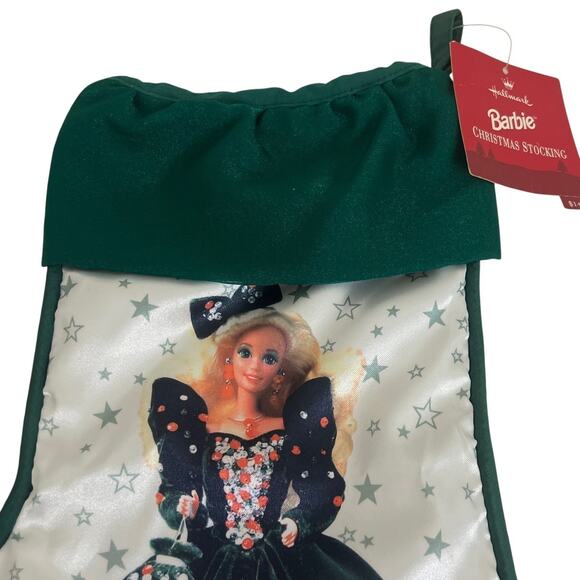 Hallmark Barbie Christmas Stocking Holiday Sensations Green Satin 13” NWT - Picture 2 of 4